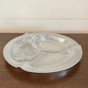 Vintage Trade Continental Hand Wrought Hammered Metal Floral Serving Tray